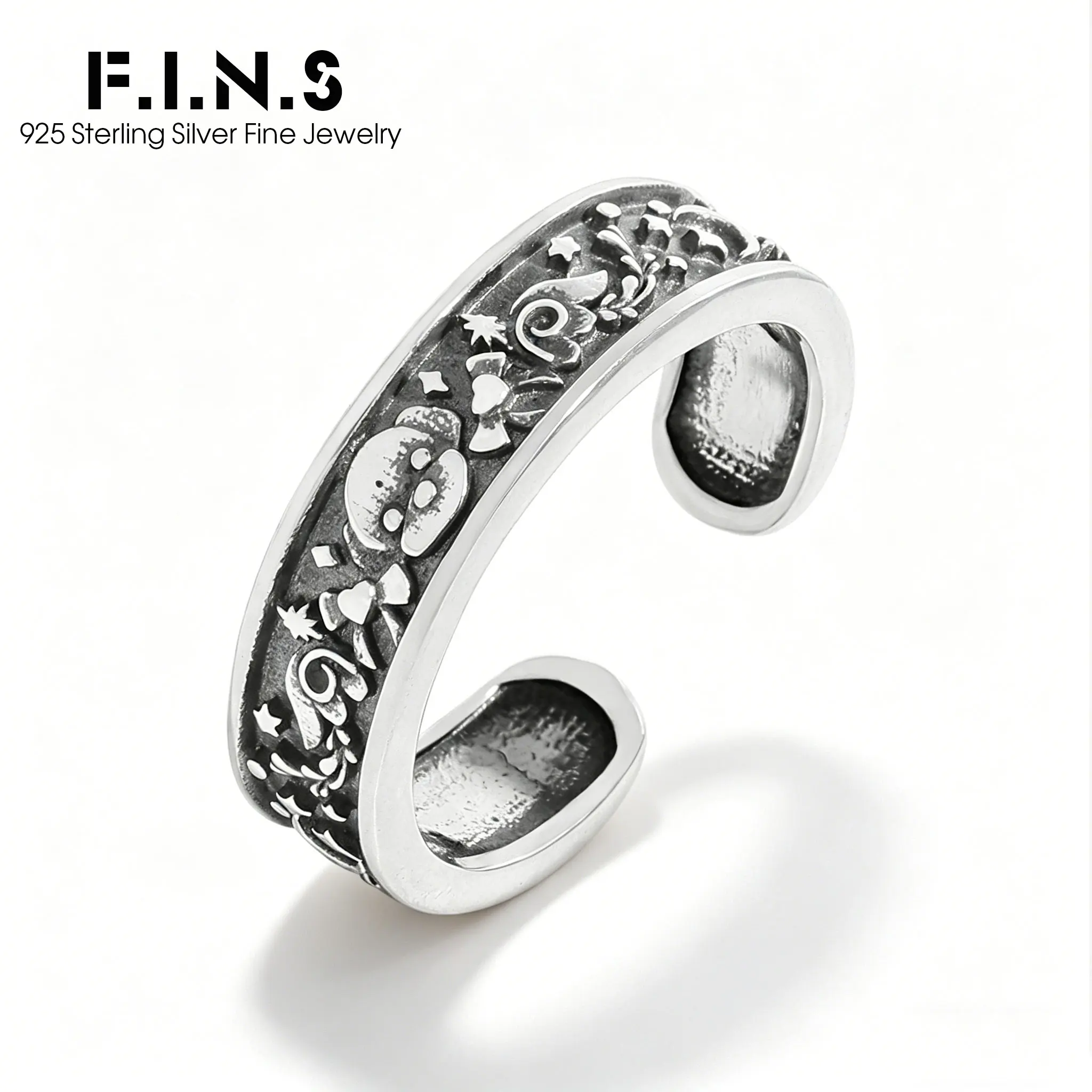 F.I.N.S Vintage S925 Sterling Silver Angel Ring for Women Retro Old Open Adjustable Unisex Finger Fine Jewelry Gifts
F.I.N.S Vintage S925 Sterling Silver Angel Ring for Women Retro Old Open Adjustable Unisex Finger Fine Jewelry Gifts