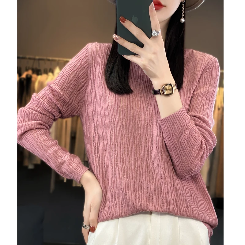 Women's Pullover Spring/Autumn Faux Wool Sweater Casual Solid Color Knitwear Fit Ladies Tops Round Neck Hollow Blouse
Women's Pullover Spring/Autumn Faux Wool Sweater Casual Solid Color Knitwear Fit Ladies Tops Round Neck Hollow Blouse