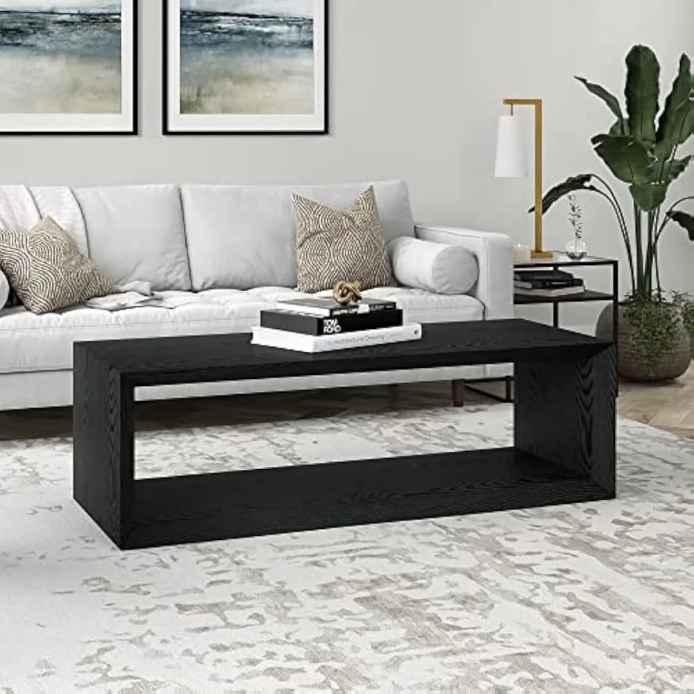 58" Wide Rectangular Coffee Table in Black Grain, for Home, Living Room, Bedroom, Entertainment Room, Office
58" Wide Rectangular Coffee Table in Black Grain, for Home, Living Room, Bedroom, Entertainment Room, Office