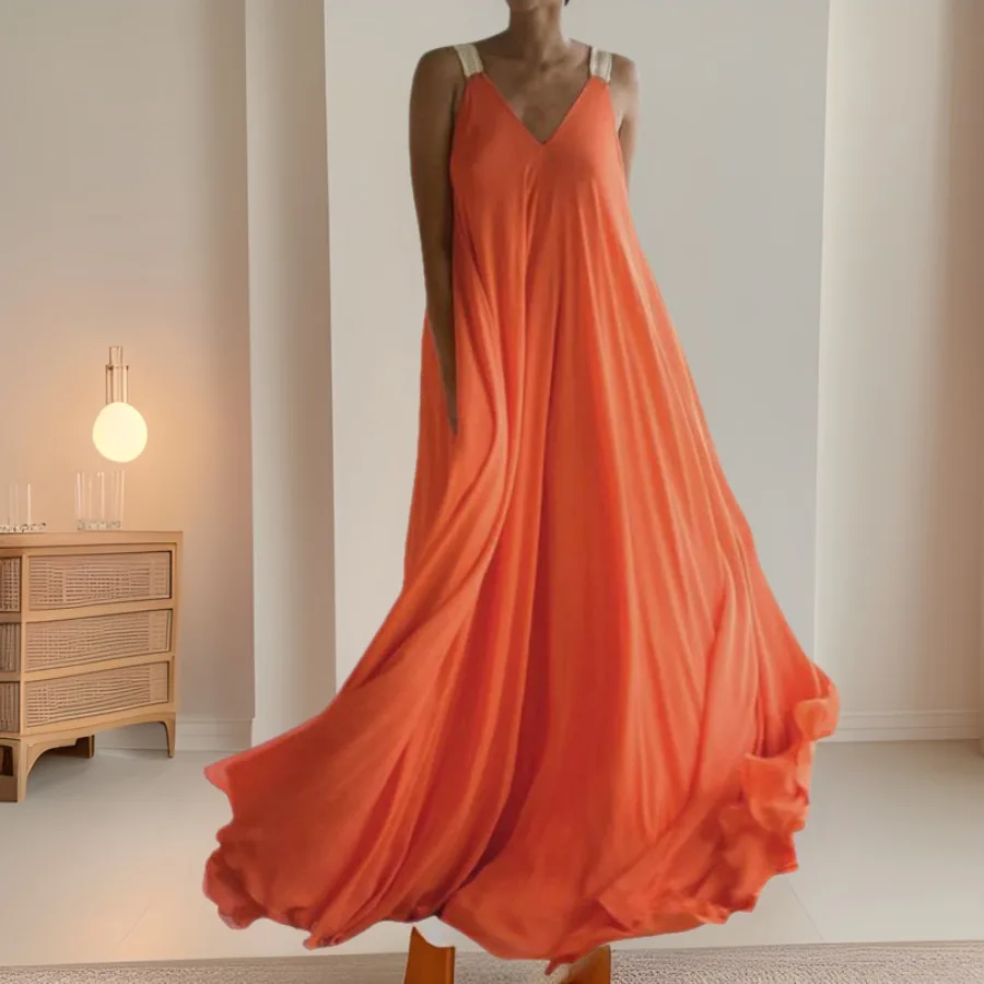 【New style】Summer of 2019 orange V-neck jumpsuit long dress Bohemian large size suspender dress all-match
【New style】Summer of 2019 orange V-neck jumpsuit long dress Bohemian large size suspender dress all-match