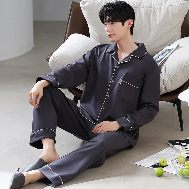 L-5XL105kg Plus Size Men's Pajamas Spring Cotton Long-sleeved Cardigan Trousers Korean Youth Loose Loungewear Two-Piece Suit
L-5XL105kg Plus Size Men's Pajamas Spring Cotton Long-sleeved Cardigan Trousers Korean Youth Loose Loungewear Two-Piece Suit