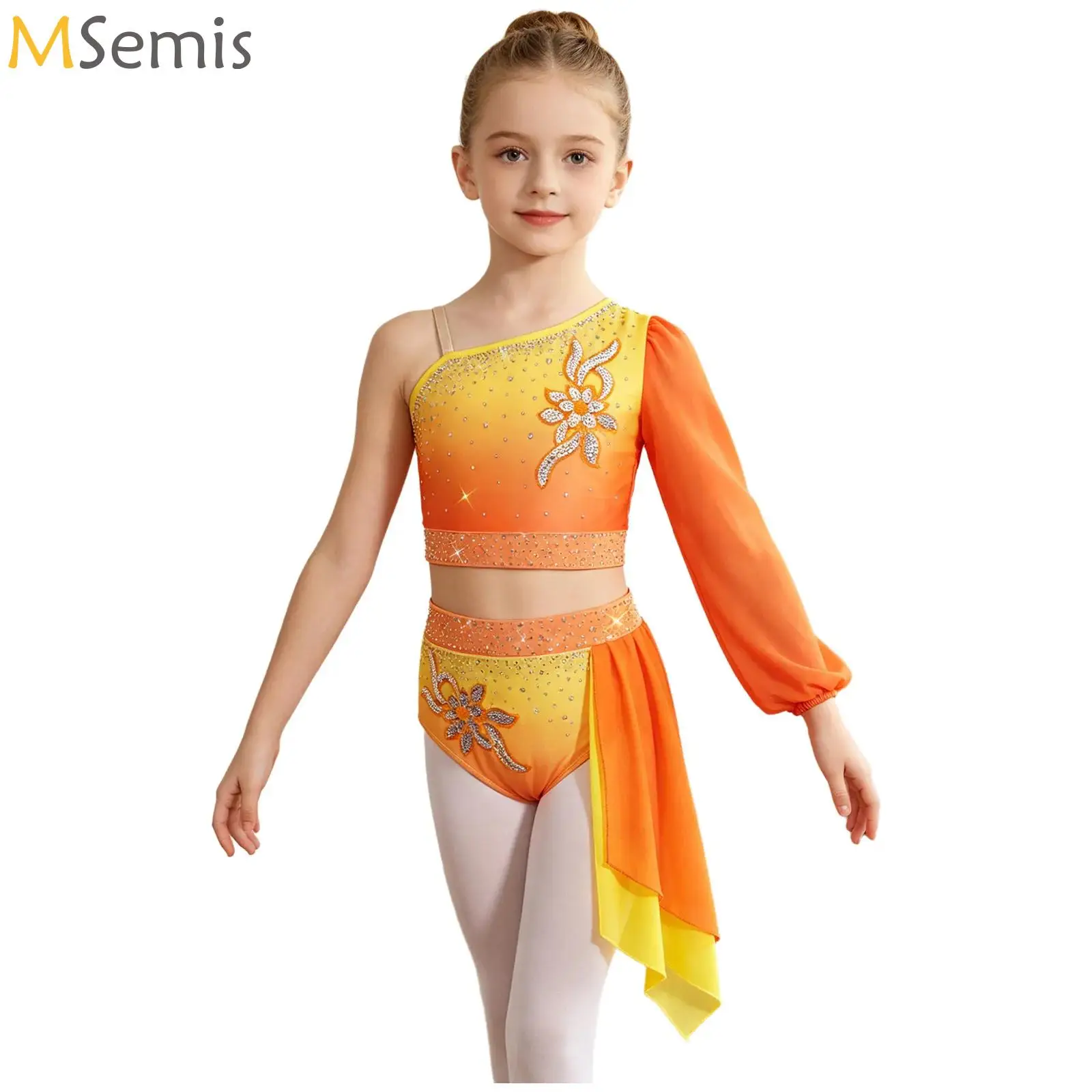 Kids Girls Applique Ballet Dance Sets Rhinestones Gymnastics Tops One Shoulder Crop Top with Skirts Performance Costume Suits
Kids Girls Applique Ballet Dance Sets Rhinestones Gymnastics Tops One Shoulder Crop Top with Skirts Performance Costume Suits