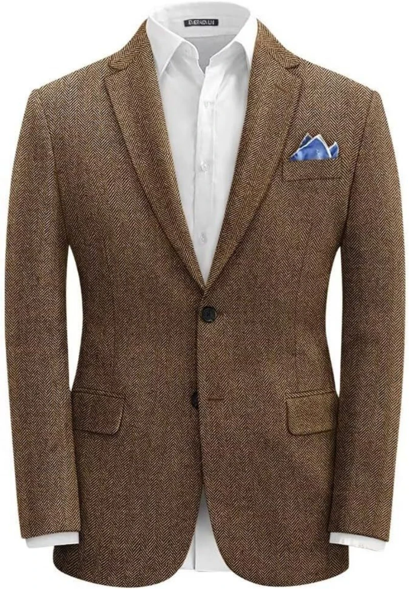 (Only Coat) Men's Suit Brown Herringbone Blazer Prom Tuxedos Wool Tweed Notch Lapel Two Buttons Bussiness/Wedding Jacket Tops
(Only Coat) Men's Suit Brown Herringbone Blazer Prom Tuxedos Wool Tweed Notch Lapel Two Buttons Bussiness/Wedding Jacket Tops