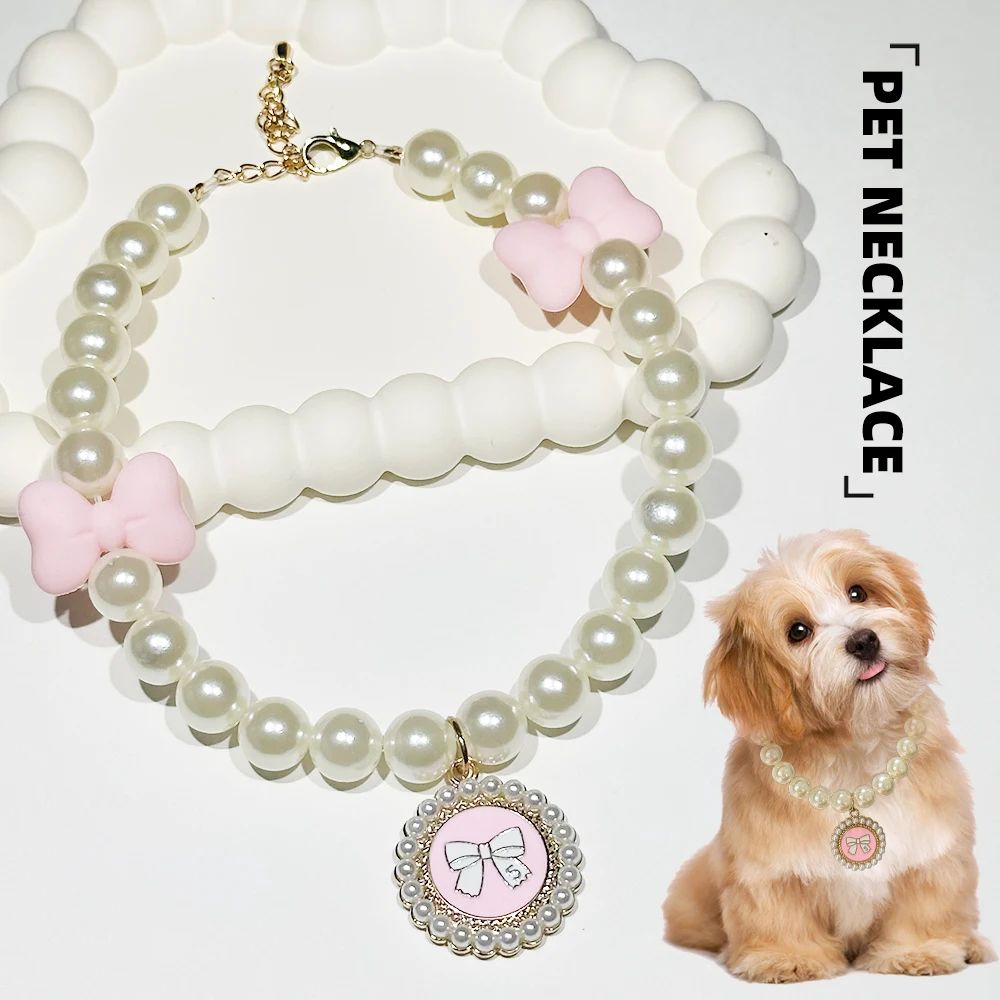 Luxury Beige Pearls Dog Cat Collar Fashion Necklace Jewelry with Bowknot Pet Wedding Decoration Ornament Puppy Kitten Adjustable
Luxury Beige Pearls Dog Cat Collar Fashion Necklace Jewelry with Bowknot Pet Wedding Decoration Ornament Puppy Kitten Adjustable