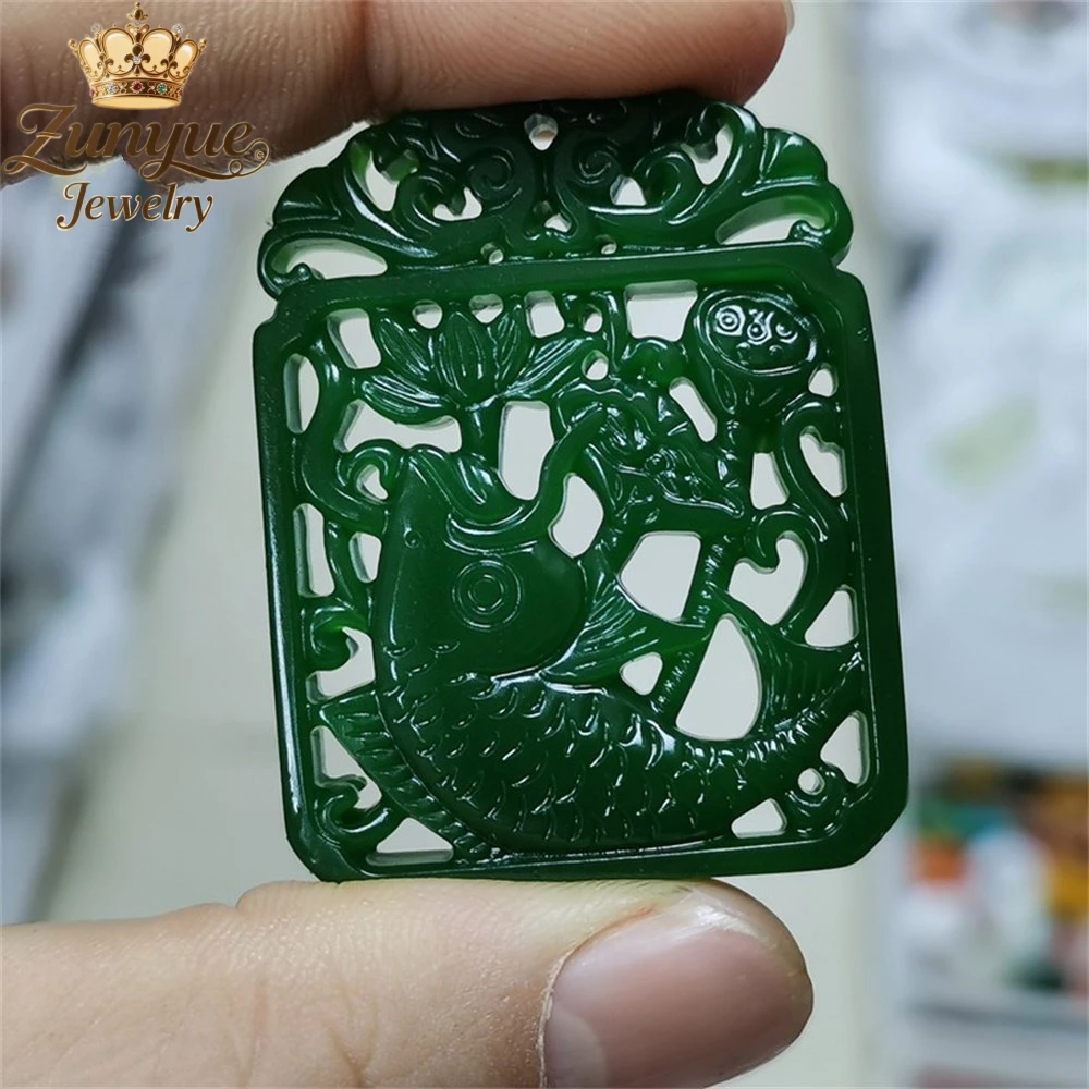 Natural Green Jade Lotus And Carp Pendant Luxury Quality Jewelry Handicraft Fashion Jewelry Exquisite Charms Popular Elegant
Natural Green Jade Lotus And Carp Pendant Luxury Quality Jewelry Handicraft Fashion Jewelry Exquisite Charms Popular Elegant