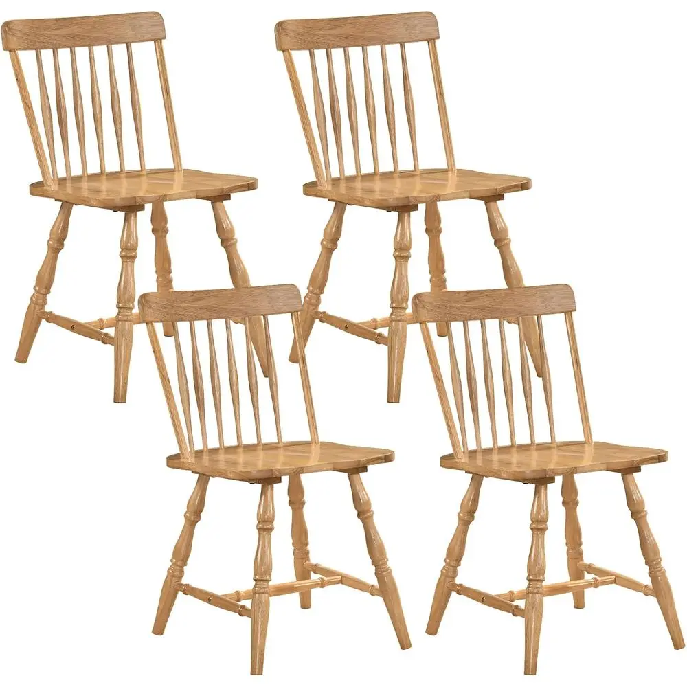 Set of 4 Natural Rubber Wood Dining Chairs with Curved Spindle Back and Contoured Seat for Kitchen or Dining Room
Set of 4 Natural Rubber Wood Dining Chairs with Curved Spindle Back and Contoured Seat for Kitchen or Dining Room