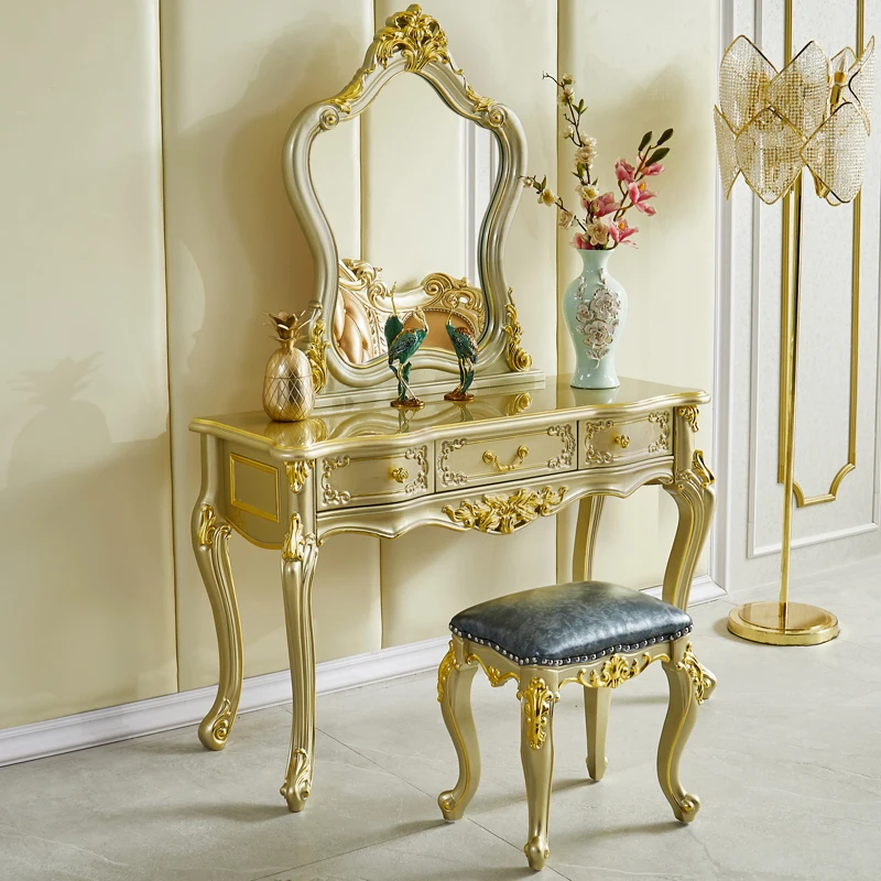 Solid wood dressing table villa princess bedroom dressing table French luxury carved small unit
Solid wood dressing table villa princess bedroom dressing table French luxury carved small unit