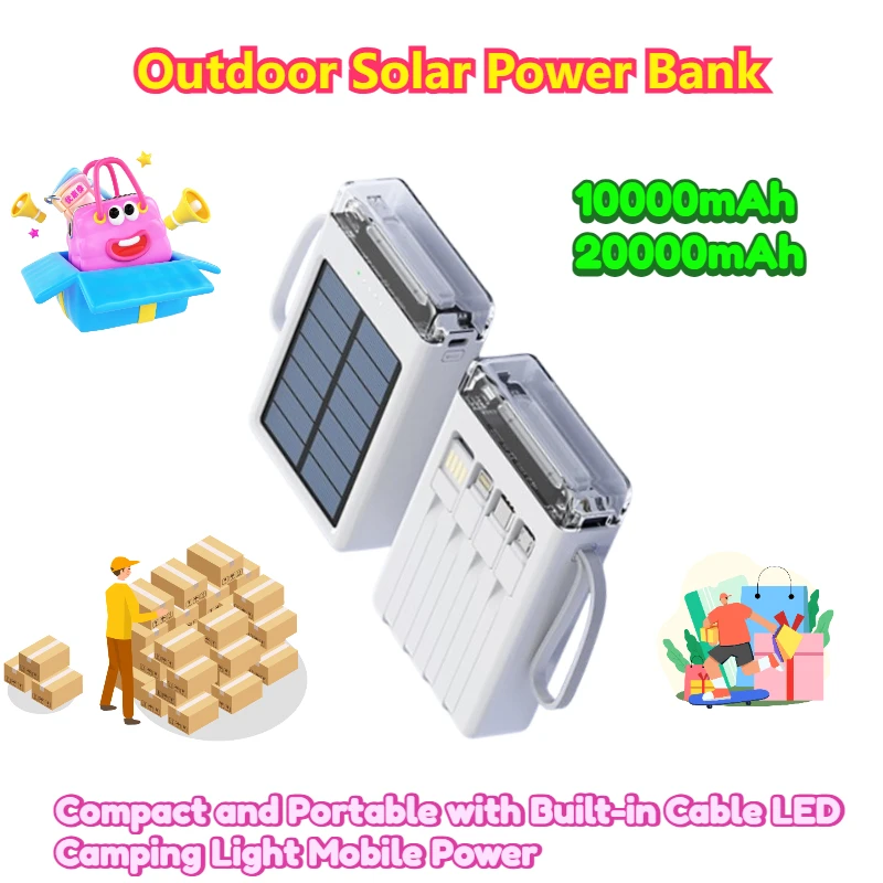 20000mAh /10000mAh Outdoor Solar Power Bank Compact and Portable with Built-in Cable LED Camping Light Mobile Power
20000mAh /10000mAh Outdoor Solar Power Bank Compact and Portable with Built-in Cable LED Camping Light Mobile Power
