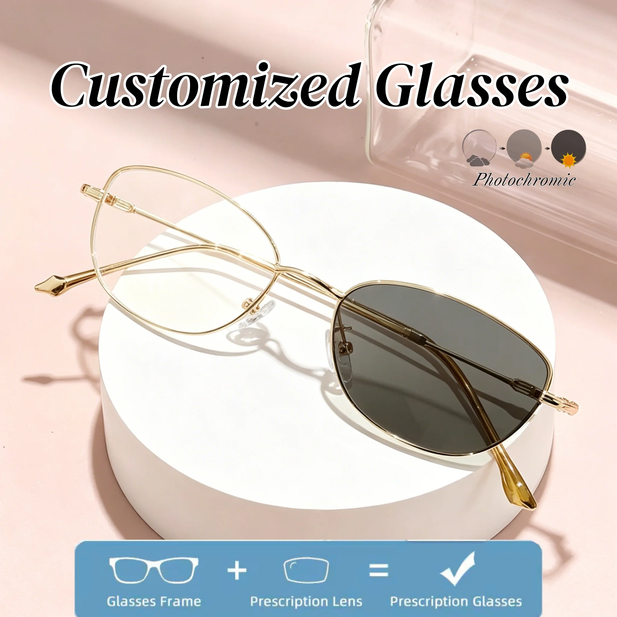 Metal Frame Photochromic Anti Blue Light Glasses Retro Fashion Cat Eye Women's Customized Glasses HD Prescription Glasses
Metal Frame Photochromic Anti Blue Light Glasses Retro Fashion Cat Eye Women's Customized Glasses HD Prescription Glasses