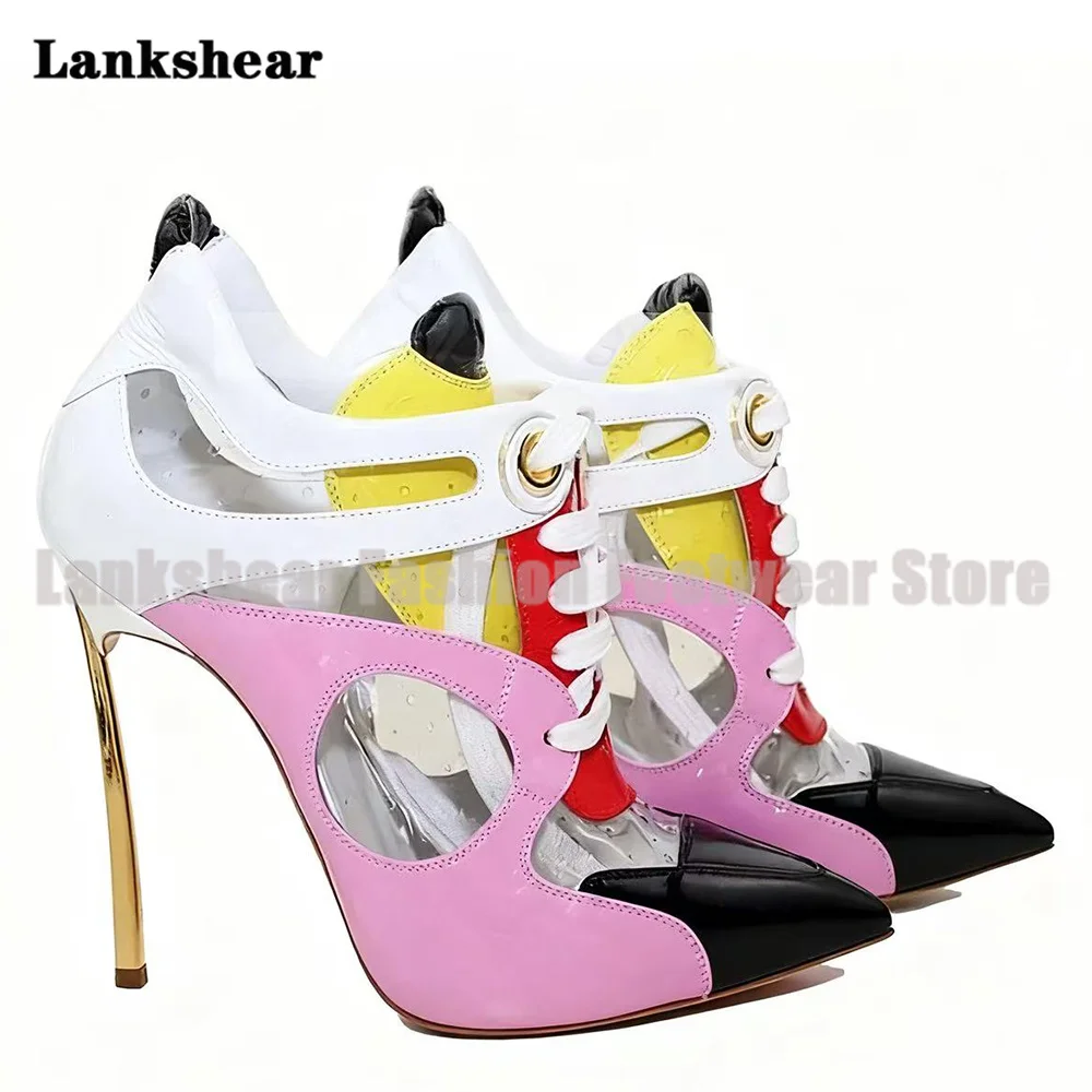 Golden Blade Heel Multi-Color Pumps Women Shoes Summer Pointed Toe Pvc Patchwork Ankle Boots Newest Sandalias De Mujer Verano
Golden Blade Heel Multi-Color Pumps Women Shoes Summer Pointed Toe Pvc Patchwork Ankle Boots Newest Sandalias De Mujer Verano