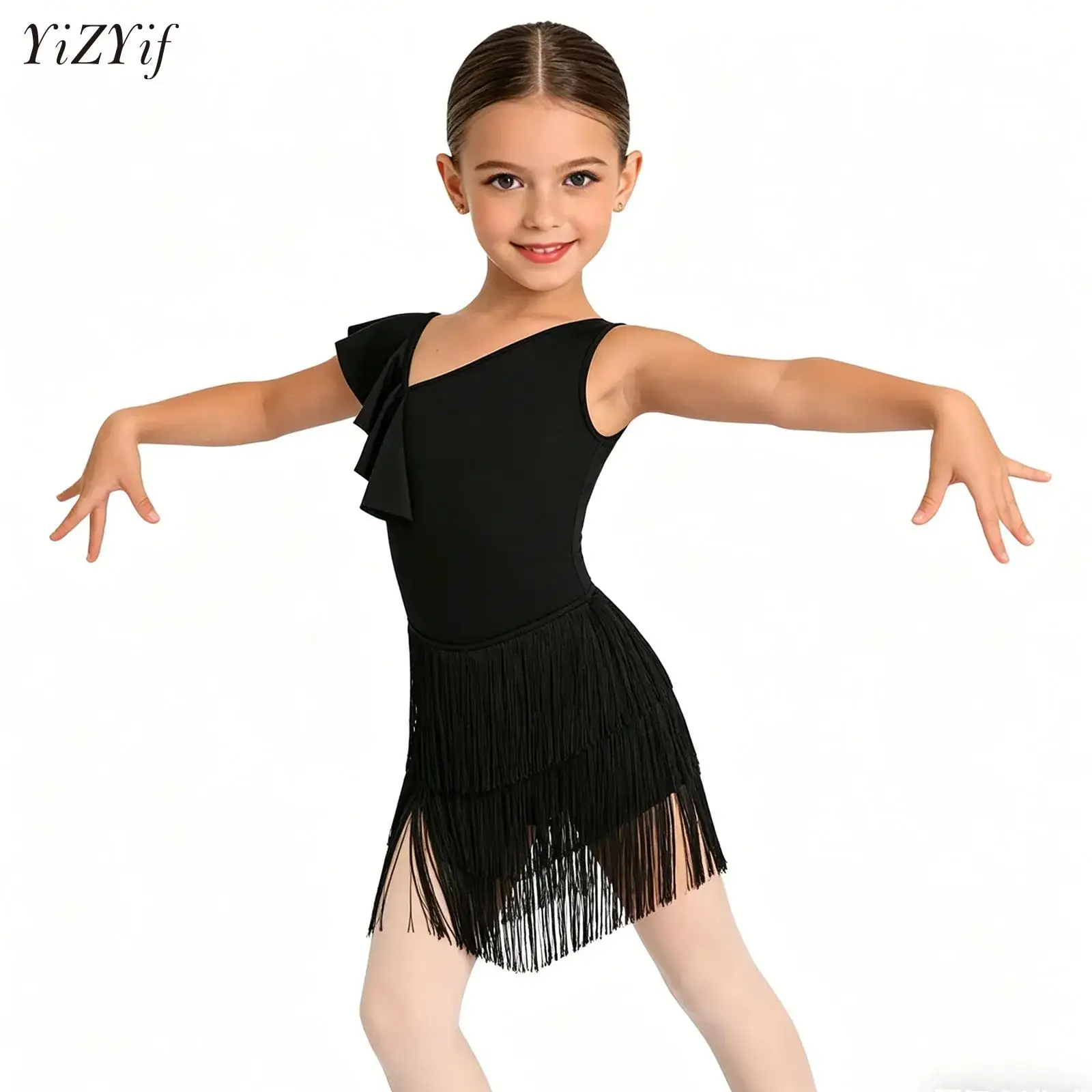 Children's Professional Latin Dance Dress Girls Asymmetrical Ruffle Fringe Dress Cha Cha Rumba Competition Performance Clothes
Children's Professional Latin Dance Dress Girls Asymmetrical Ruffle Fringe Dress Cha Cha Rumba Competition Performance Clothes