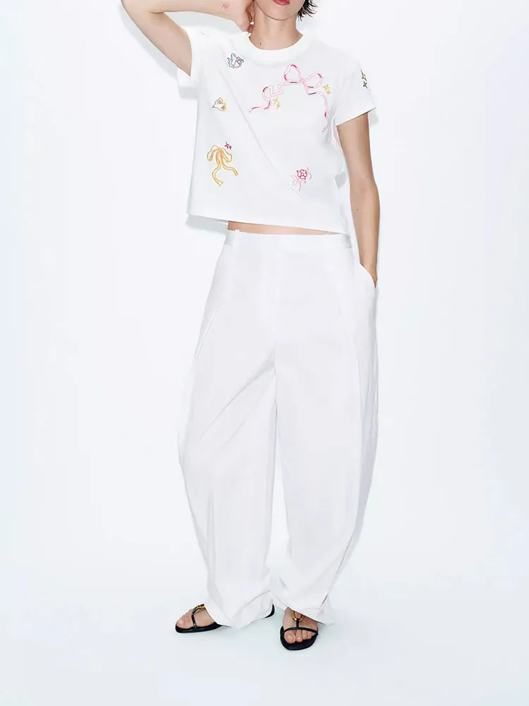 Summer 2026 New Sweet Short Sleeve round Neck Casual Striped Embroidery T-Shirt Women's Fashion Straight Cut Contrast Color Top
Summer 2026 New Sweet Short Sleeve round Neck Casual Striped Embroidery T-Shirt Women's Fashion Straight Cut Contrast Color Top