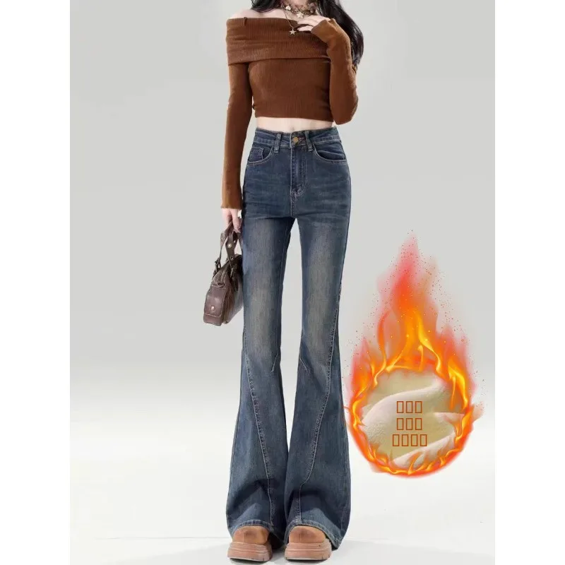 Джинсы с высокой талией и подкладкой, расклешенные, женские, прямые, корейский стиль, повседневные, зимние, джинсовые брюки
Джинсы с высокой талией и подкладкой, расклешенные, женские, прямые, корейский стиль, повседневные, зимние, джинсовые брюки