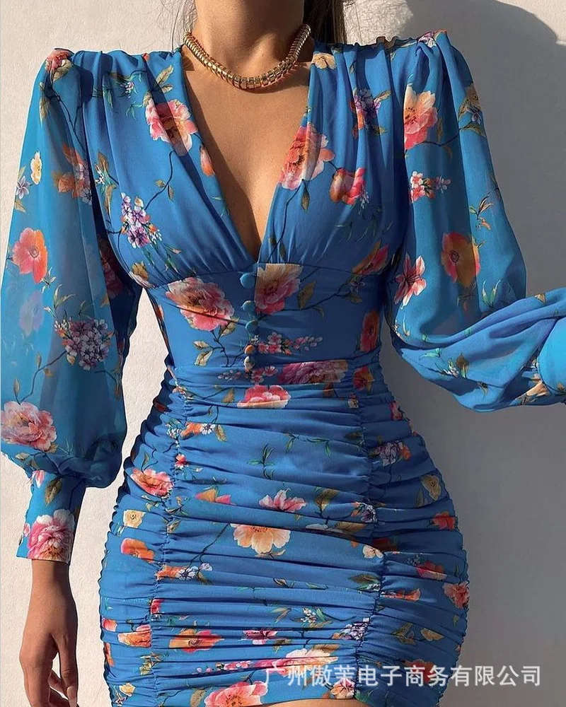 2026 new stock full floral wide shoulder lantern sleeves deep V tight skirt dress
2026 new stock full floral wide shoulder lantern sleeves deep V tight skirt dress