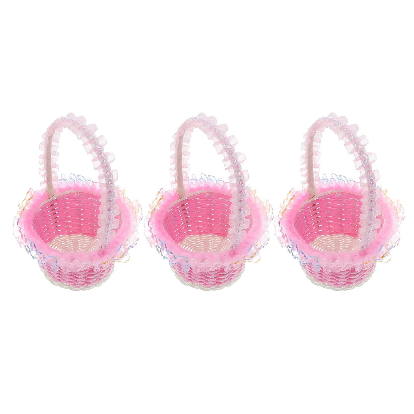 3 Pcs Plastic Wedding Baskets Colorful Lightweight Girls Flower H held Rattan imitation Storage Basket
3 Pcs Plastic Wedding Baskets Colorful Lightweight Girls Flower H held Rattan imitation Storage Basket