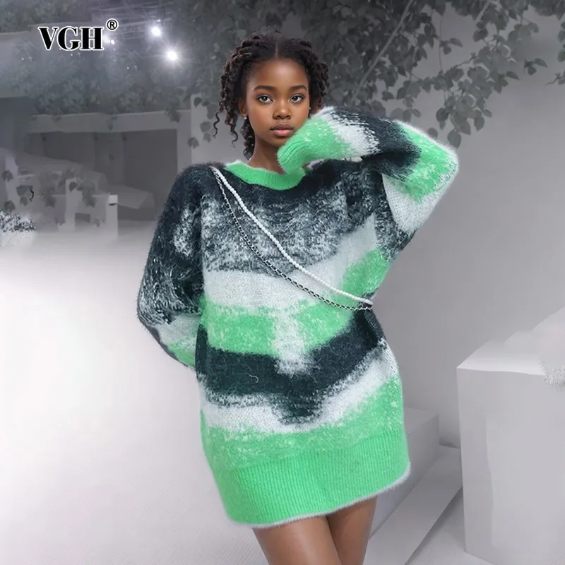 Женский Повседневный вязаный свитер VGH, Свободный пуловер в полоску с круглым вырезом и длинным рукавом, в минималистическом стиле, новинка
Женский Повседневный вязаный свитер VGH, Свободный пуловер в полоску с круглым вырезом и длинным рукавом, в минималистическом стиле, новинка