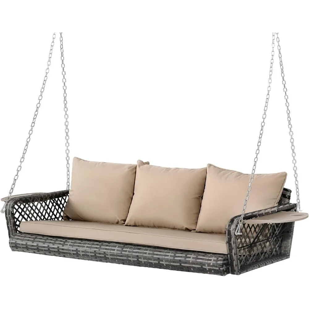 Outdoor Wicker Patio Porch Swing - 3 Person Porch Swing - Outdoor Hanging Porch Swing Seat Bench with Chains for Yard, Deck
Outdoor Wicker Patio Porch Swing - 3 Person Porch Swing - Outdoor Hanging Porch Swing Seat Bench with Chains for Yard, Deck