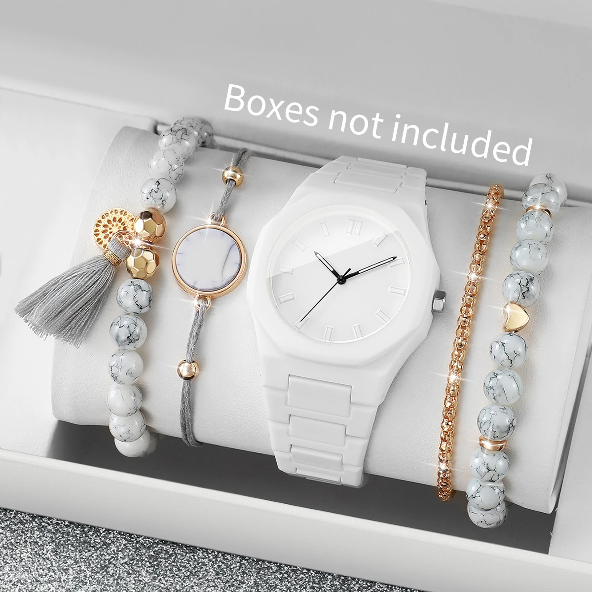 5 Pcs Fashion Female Watches Bracelets Set Casual Plastic Band Girls Watch Woman Watch (Without Box)
5 Pcs Fashion Female Watches Bracelets Set Casual Plastic Band Girls Watch Woman Watch (Without Box)