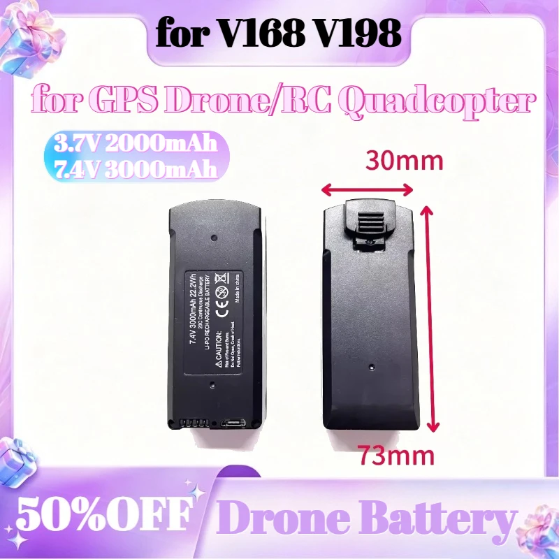 3.7V 2000mAh 7.4V 3000mAh for V168 V198 GPS Drone Battery V198 MAX PRO 8K Battery Packs Aircraft Battery Components
3.7V 2000mAh 7.4V 3000mAh for V168 V198 GPS Drone Battery V198 MAX PRO 8K Battery Packs Aircraft Battery Components