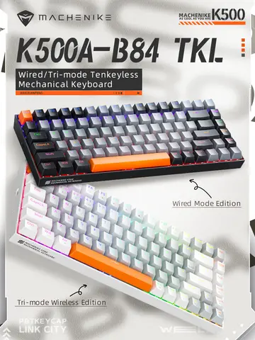 Machenike K500A-B84 Mechanical Keyboard 75% TKL Hot-Swappable Wired Gaming Keyboard 6-Color Backlit 84 Keys For PC Gamers Laptop