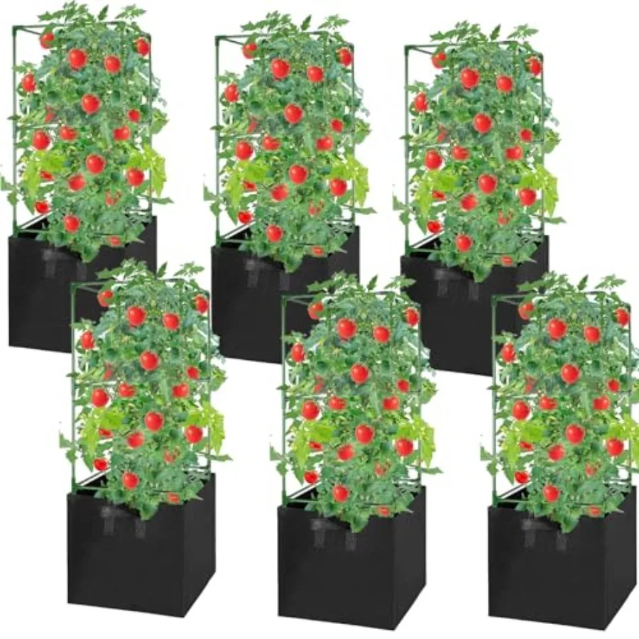 Pack Tomato Cages with 17 Gallon Grow Bags, 47" Heavy Duty Square Tomato Plant Stakes Support Cages Trellis for Garden Climbing
Pack Tomato Cages with 17 Gallon Grow Bags, 47" Heavy Duty Square Tomato Plant Stakes Support Cages Trellis for Garden Climbing