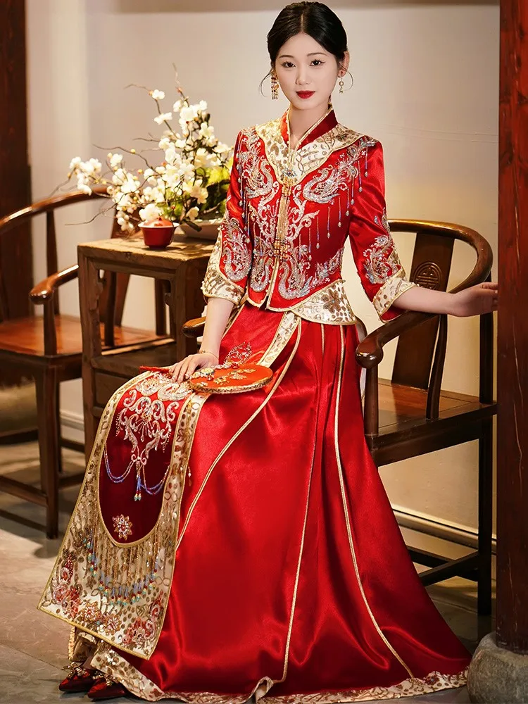 New wedding attire Chinese-style dress collar toasting for women
New wedding attire Chinese-style dress collar toasting for women