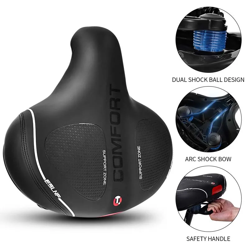 Large Bike Seat Cushion Shock Absorption Anti Slip Cycling Mountain Extra Wide Soft Padded Bicycle Saddle
Large Bike Seat Cushion Shock Absorption Anti Slip Cycling Mountain Extra Wide Soft Padded Bicycle Saddle