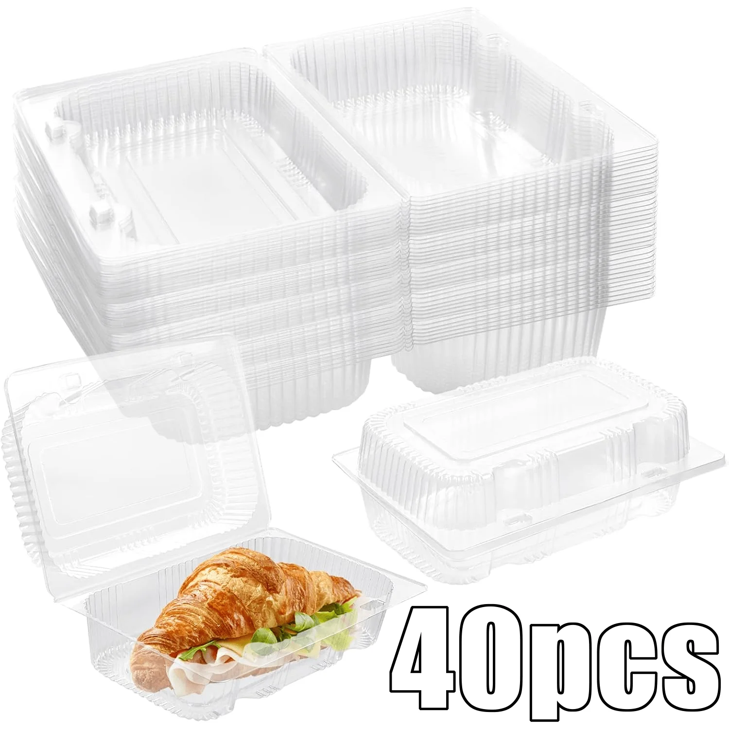 40 Pack Disposable Sturdy Plastic Hinged Food Containers with Clear Lids Clamshell Take Out Loaf Containers 7.2x4.7x2.55 Inches To Go Dessert Box Cake Slice Salad Pastry Sandwich Container
40 Pack Disposable Sturdy Plastic Hinged Food Containers with Clear Lids Clamshell Take Out Loaf Containers 7.2x4.7x2.55 Inches To Go Dessert Box Cake Slice Salad Pastry Sandwich Container