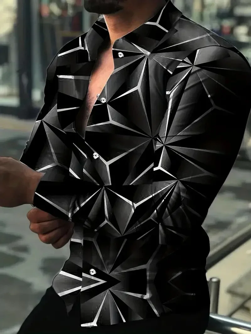 Long-sleeved Shirt Male Irregular Geometric Print with Flap Button Adjustments Business Style Casual Fashion Top Spring and Autu
Long-sleeved Shirt Male Irregular Geometric Print with Flap Button Adjustments Business Style Casual Fashion Top Spring and Autu