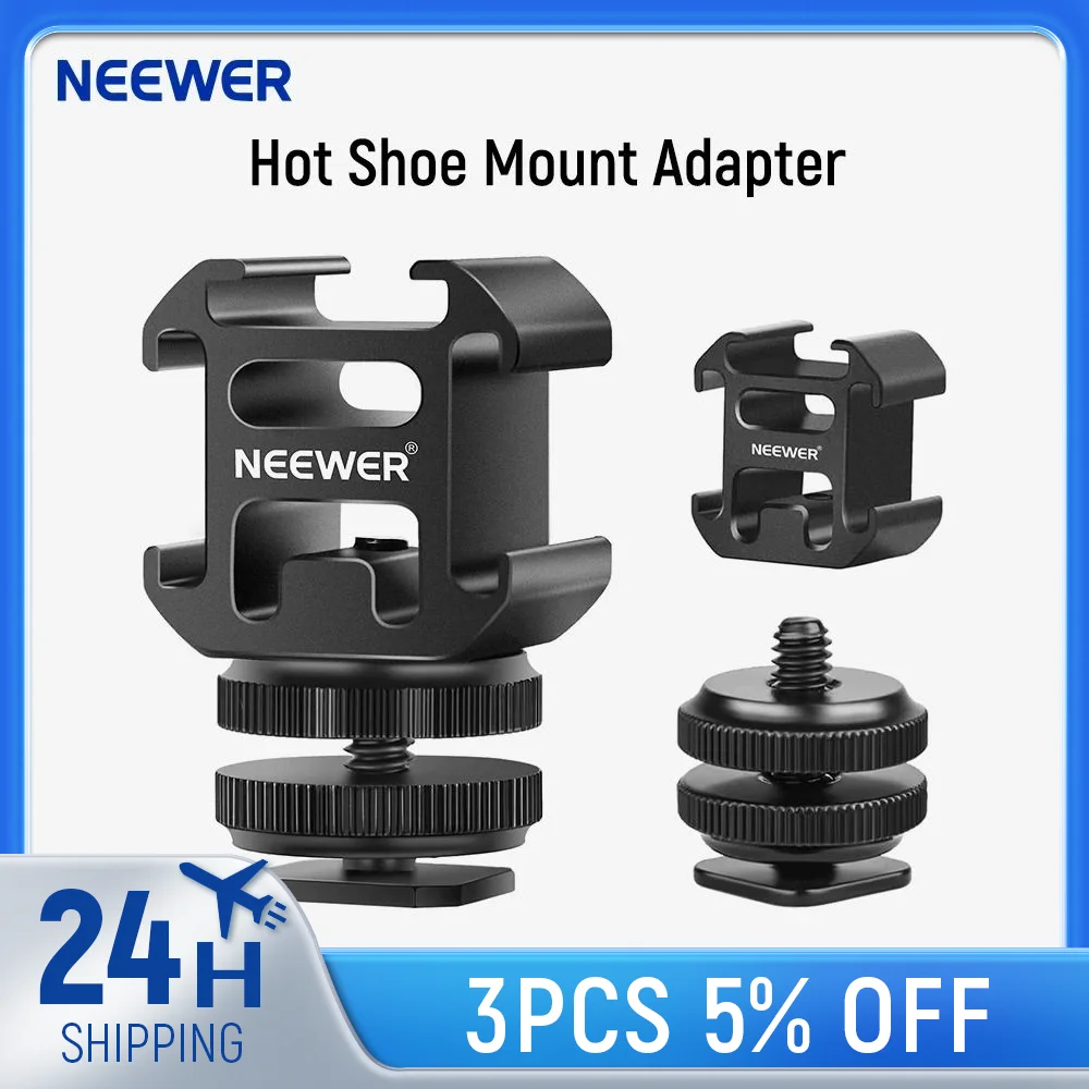 NEEWER Camera Hot Shoe Mount Adapter with Triple Cold Shoe Mounts for Mic LED Video Light Field Monitor, Aluminum Alloy Shoe
NEEWER Camera Hot Shoe Mount Adapter with Triple Cold Shoe Mounts for Mic LED Video Light Field Monitor, Aluminum Alloy Shoe