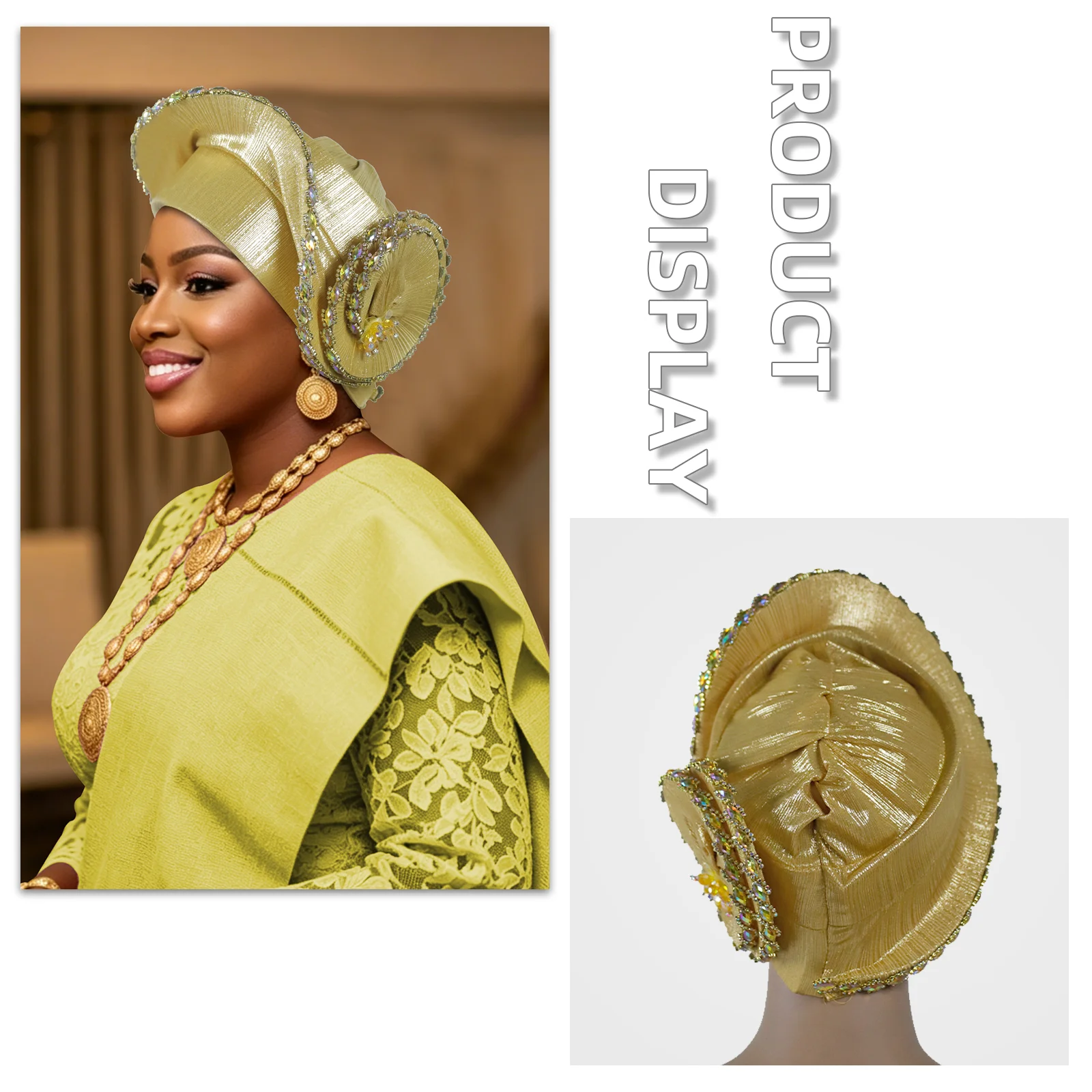 Shiny Rhinestone Spiral Turban Cap for Women African Auto Gele Head Wrap Wedding Party Headtie Bonnet Muslim Hijab Headpiece Hat
Shiny Rhinestone Spiral Turban Cap for Women African Auto Gele Head Wrap Wedding Party Headtie Bonnet Muslim Hijab Headpiece Hat