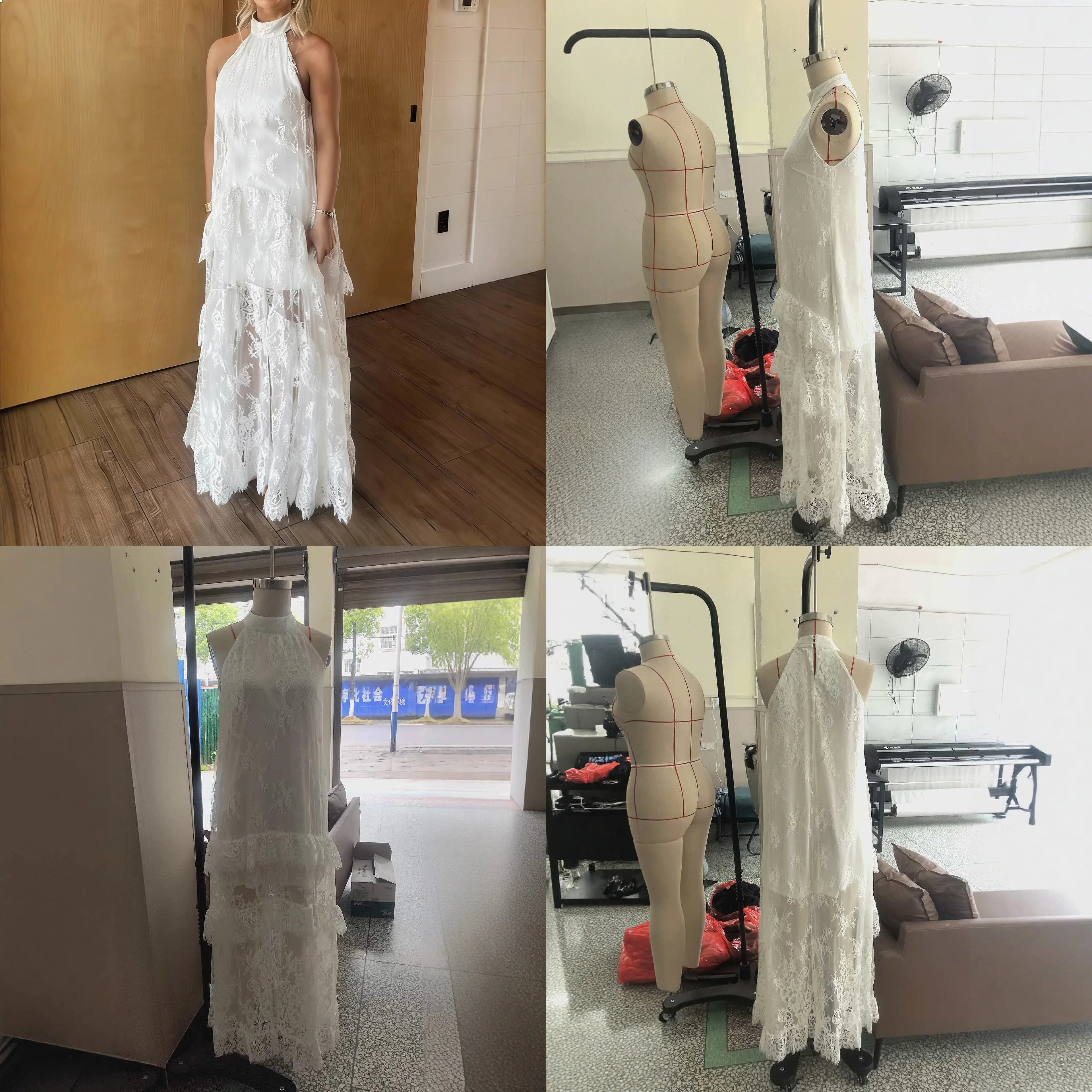 White Lace Halter Neck Long Dress Sleeveless High Neck Layered Evening Dresses Spring Summer
White Lace Halter Neck Long Dress Sleeveless High Neck Layered Evening Dresses Spring Summer