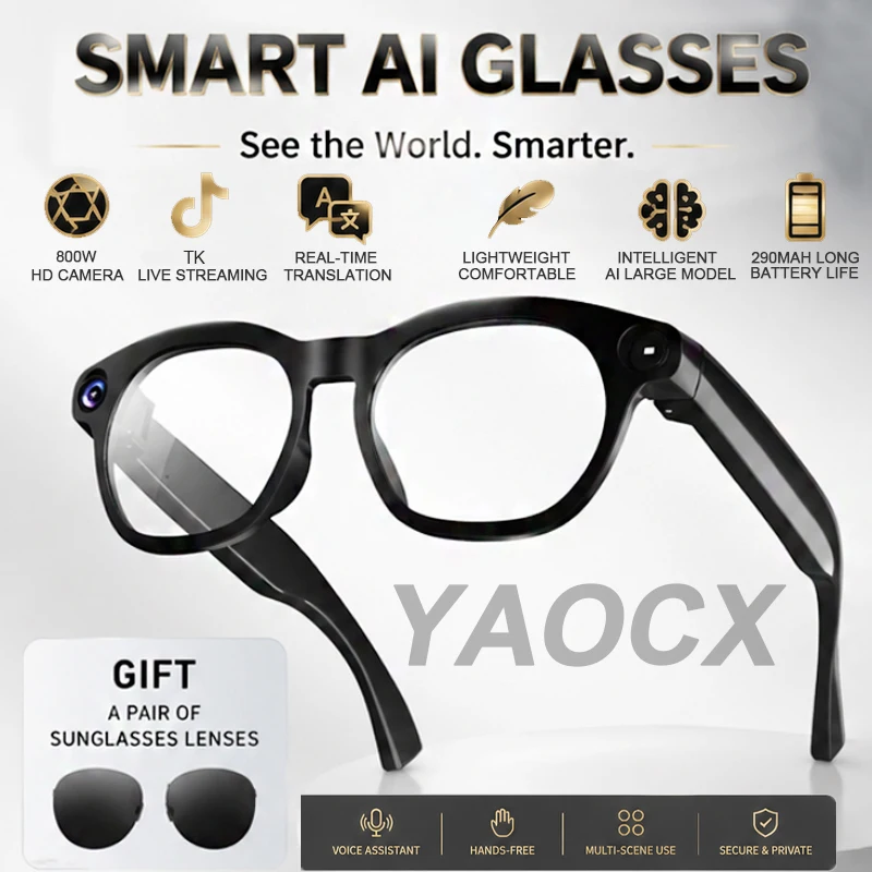 2026 Smart Glasses 800W Camera Audio&Video 1080P Online Translation Call Voice Assistant Intelligent Q&A 290mAh Smart Glasses
2026 Smart Glasses 800W Camera Audio&Video 1080P Online Translation Call Voice Assistant Intelligent Q&A 290mAh Smart Glasses