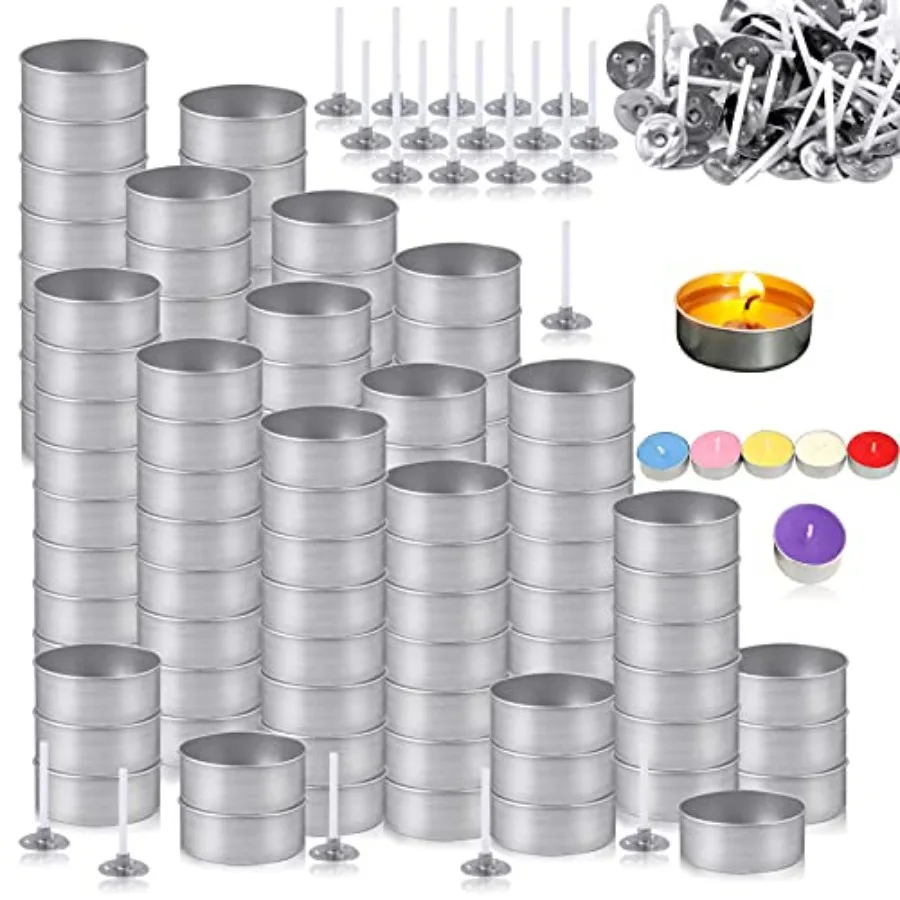 100 Pcs Aluminum Tea Lights Cups, Empty Case Candle Wax Containers, Metal Tea Light Tins with 100 Pcs Candle Wicks Packaged in
100 Pcs Aluminum Tea Lights Cups, Empty Case Candle Wax Containers, Metal Tea Light Tins with 100 Pcs Candle Wicks Packaged in