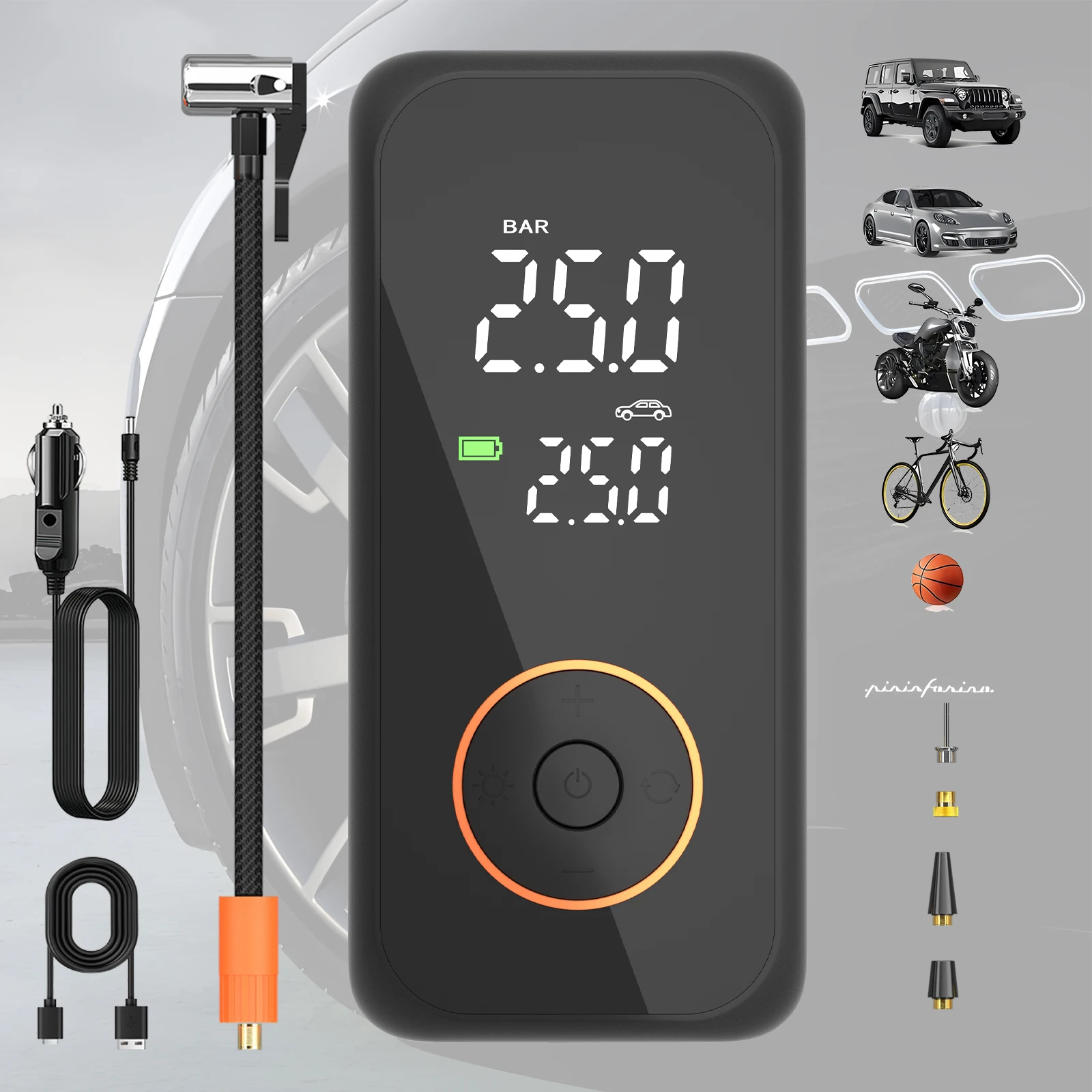 Tire Inflator Portable Air Compressor - 150PSI 1Min Fast Inflate Air Pump for Car Tires with Tire Pressure Gauge, LED Flashlight
Tire Inflator Portable Air Compressor - 150PSI 1Min Fast Inflate Air Pump for Car Tires with Tire Pressure Gauge, LED Flashlight