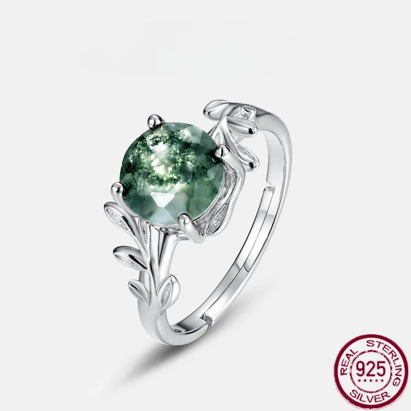 New S925 Pure Silver European and American Green Moss Water Grass Agate Stone Finger Ring Unique and Elegant Wedding Jewelry
New S925 Pure Silver European and American Green Moss Water Grass Agate Stone Finger Ring Unique and Elegant Wedding Jewelry