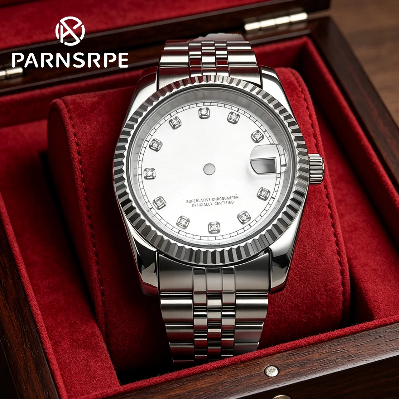 36MM Stainless Steel Watch Set Sunburst Diamond Dial Sapphire Glass For NH35 NH36 Automatic Movement
36MM Stainless Steel Watch Set Sunburst Diamond Dial Sapphire Glass For NH35 NH36 Automatic Movement