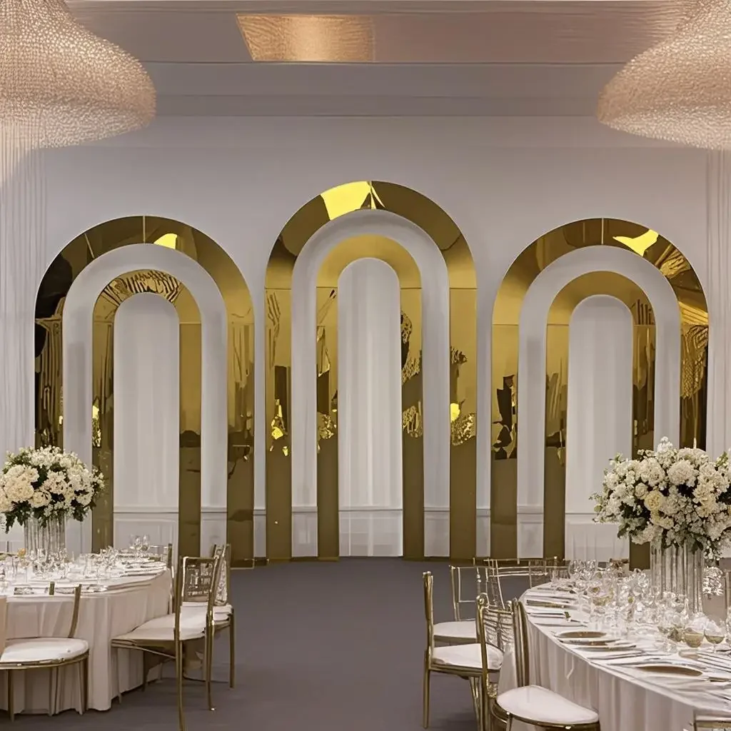 Personalized Double round Arch Wedding Stage Stand Stainless Steel Outdoor Background Screen Balloon Holder for Special Events
Personalized Double round Arch Wedding Stage Stand Stainless Steel Outdoor Background Screen Balloon Holder for Special Events