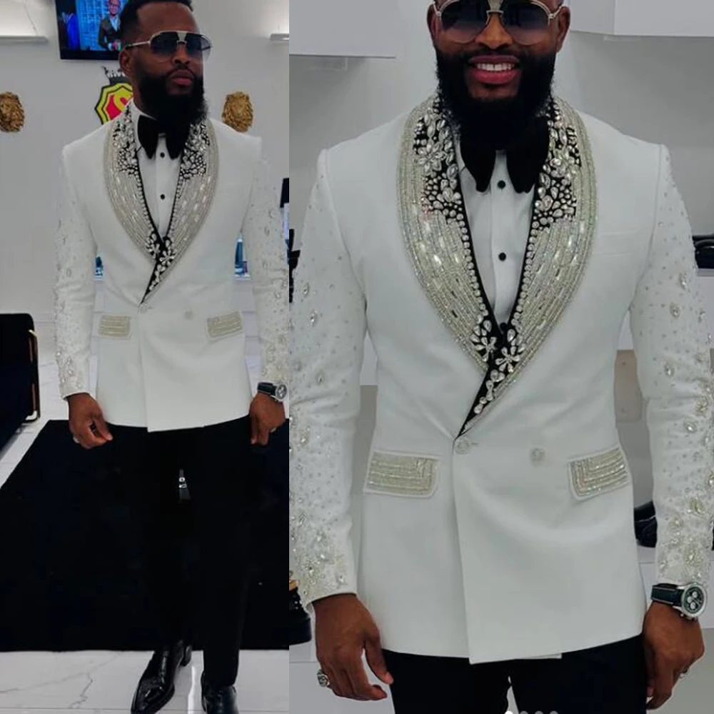 Роскошный мужской костюм с кристаллами из бисера для свадьбы, индивидуальный комплект из 2 предметов, свадебные смокинги для жениха, двубортный пиджак для выпускного вечера, костюм Homme
Роскошный мужской костюм с кристаллами из бисера для свадьбы, индивидуальный комплект из 2 предметов, свадебные смокинги для жениха, двубортный пиджак для выпускного вечера, костюм Homme