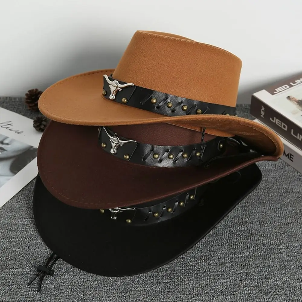 Punk Ethnic Style Western Cowboy Hat Cow Head Wide Brim Knight Hat Solid Color Roll Brim Cowgirl Jazz Hat Cycling
Punk Ethnic Style Western Cowboy Hat Cow Head Wide Brim Knight Hat Solid Color Roll Brim Cowgirl Jazz Hat Cycling