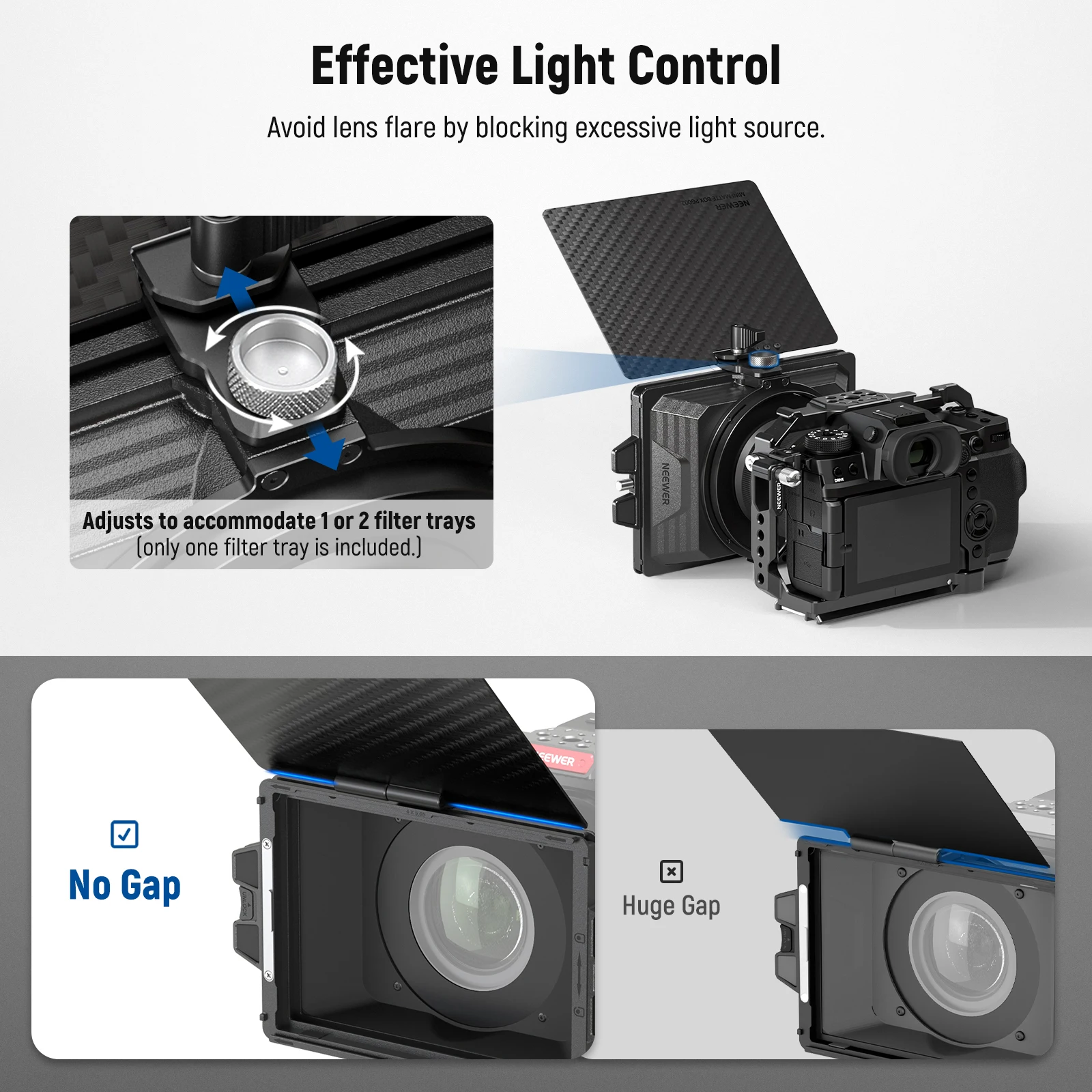 Мини-матовая коробка NEEWER для беззеркальной зеркальной камеры, совместимая с объективом 67/72/77/82 мм, с фильтрующим лотком 4 x 5,65 дюйма, флаг из углеродного волокна
Мини-матовая коробка NEEWER для беззеркальной зеркальной камеры, совместимая с объективом 67/72/77/82 мм, с фильтрующим лотком 4 x 5,65 дюйма, флаг из углеродного волокна