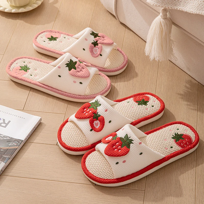Strawberry Linen Women Slippers Home Open-Toe Designer Summer Shoes Girls Indoor Slides Non-Slip Soft Silent Unisex Breathable
Strawberry Linen Women Slippers Home Open-Toe Designer Summer Shoes Girls Indoor Slides Non-Slip Soft Silent Unisex Breathable