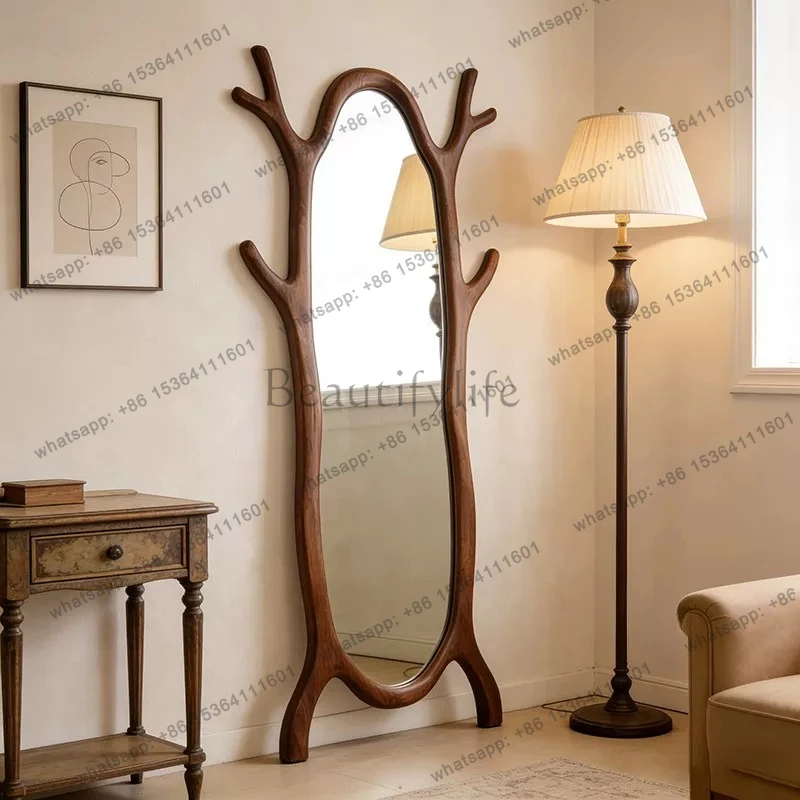 American retro floor-to-ceiling full-length mirror, antique art fitting mirror in the living room, French style
American retro floor-to-ceiling full-length mirror, antique art fitting mirror in the living room, French style