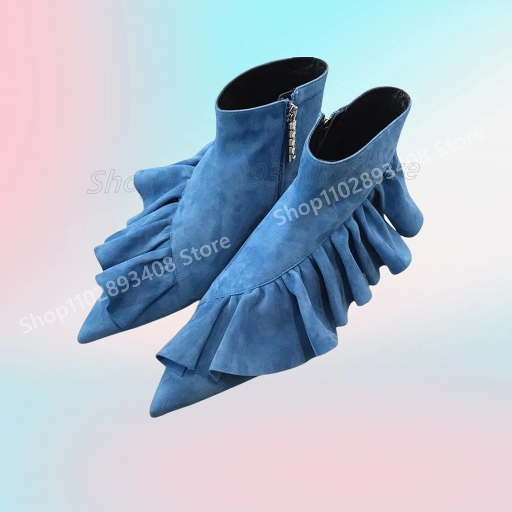 Blue Suede Flower Lace Design Pumps Flat with Pointy Runway Style Side Zipper Elegant Women Shoes 2025 Spring New Para Mujere
Blue Suede Flower Lace Design Pumps Flat with Pointy Runway Style Side Zipper Elegant Women Shoes 2025 Spring New Para Mujere