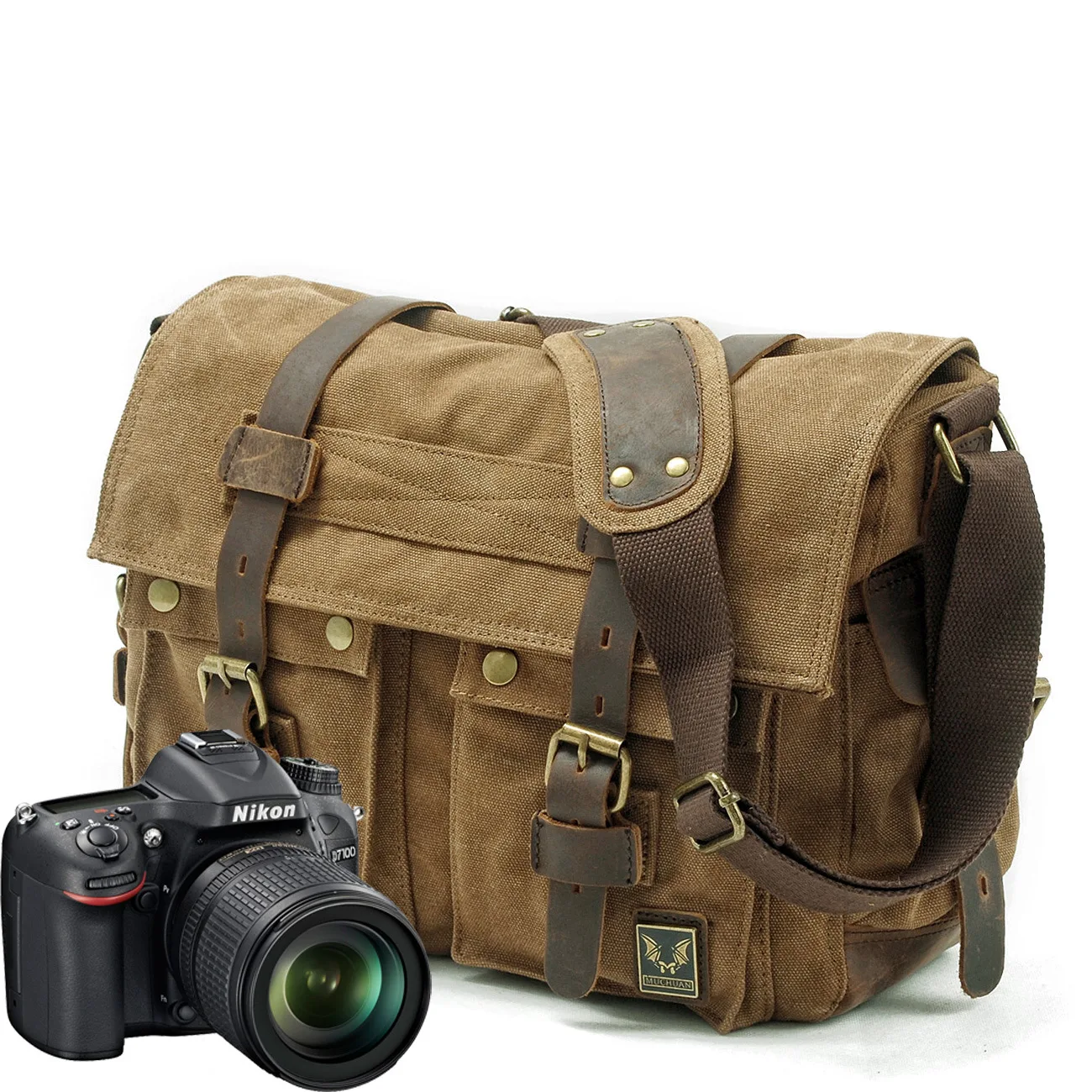 Vintage Canvas DSLR Camera Bag w/ Padded Insert, Removable Inner Divider, Retro Leather Trim Photography Backpack
Vintage Canvas DSLR Camera Bag w/ Padded Insert, Removable Inner Divider, Retro Leather Trim Photography Backpack