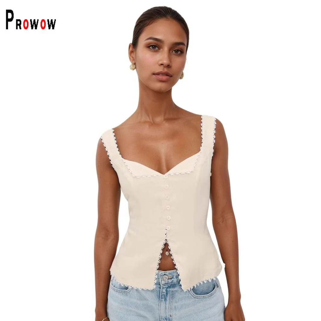 Prowow Summer Women's Tanks Tops Slim Fit Sleeveless Elegant Female Top Clothes Fashion Square Collar Lady Camis Outfits
Prowow Summer Women's Tanks Tops Slim Fit Sleeveless Elegant Female Top Clothes Fashion Square Collar Lady Camis Outfits