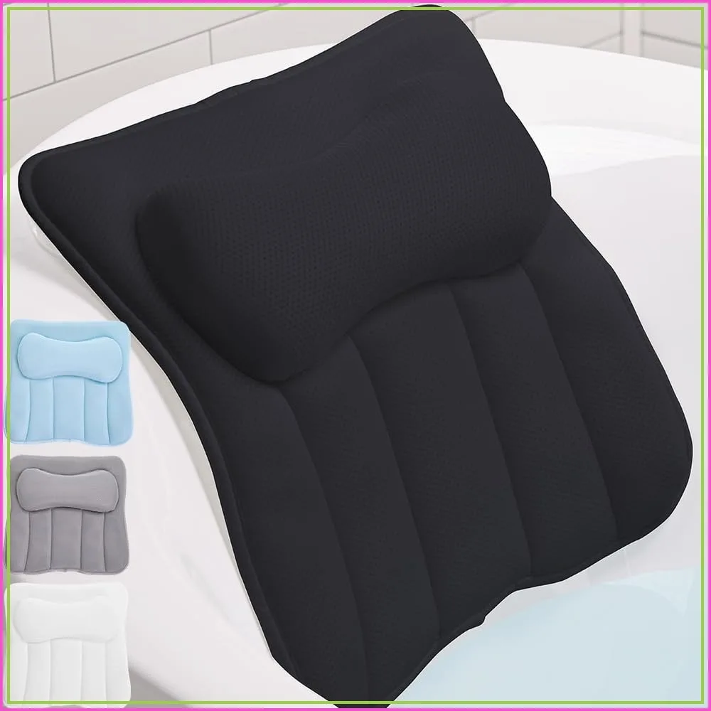 Bath Pillow for Tub with 6 Strong Suction Cups, 4D Mesh FlexComfort Headrest, Neck and Back Support, Luxury Machine Washable, Bathtub Accessories
Bath Pillow for Tub with 6 Strong Suction Cups, 4D Mesh FlexComfort Headrest, Neck and Back Support, Luxury Machine Washable, Bathtub Accessories