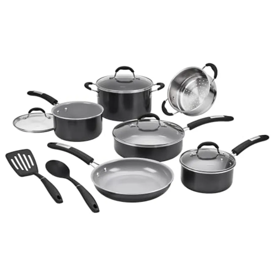 12-Piece Classic Ceramic Nonstick Set in 35C-12BK Kitchen Cookware with Durable Coating Ideal for Everyday Use Stylish Black Fi
12-Piece Classic Ceramic Nonstick Set in 35C-12BK Kitchen Cookware with Durable Coating Ideal for Everyday Use Stylish Black Fi