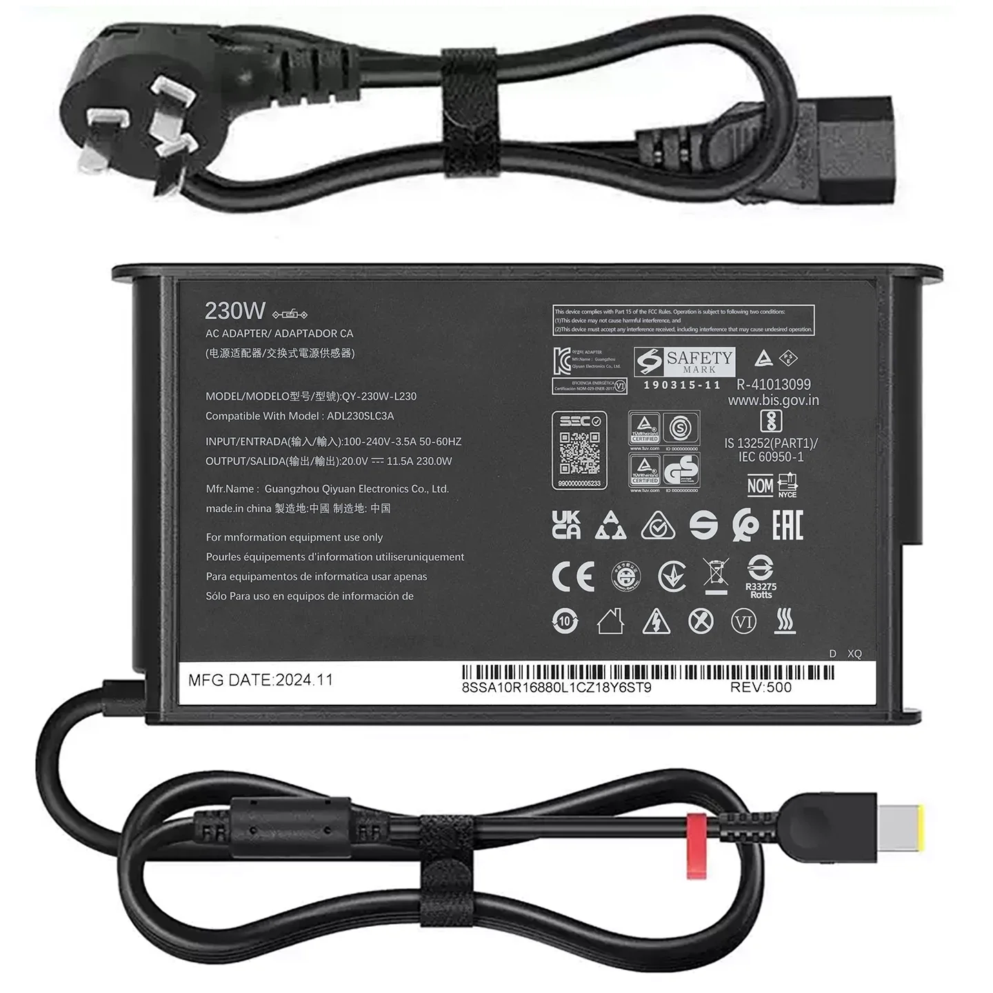 Suitable for Lenovo 230W Legion Y9000X, Y7000 and R7000P chargers, 230W power supply 20V 11.5A
Suitable for Lenovo 230W Legion Y9000X, Y7000 and R7000P chargers, 230W power supply 20V 11.5A
