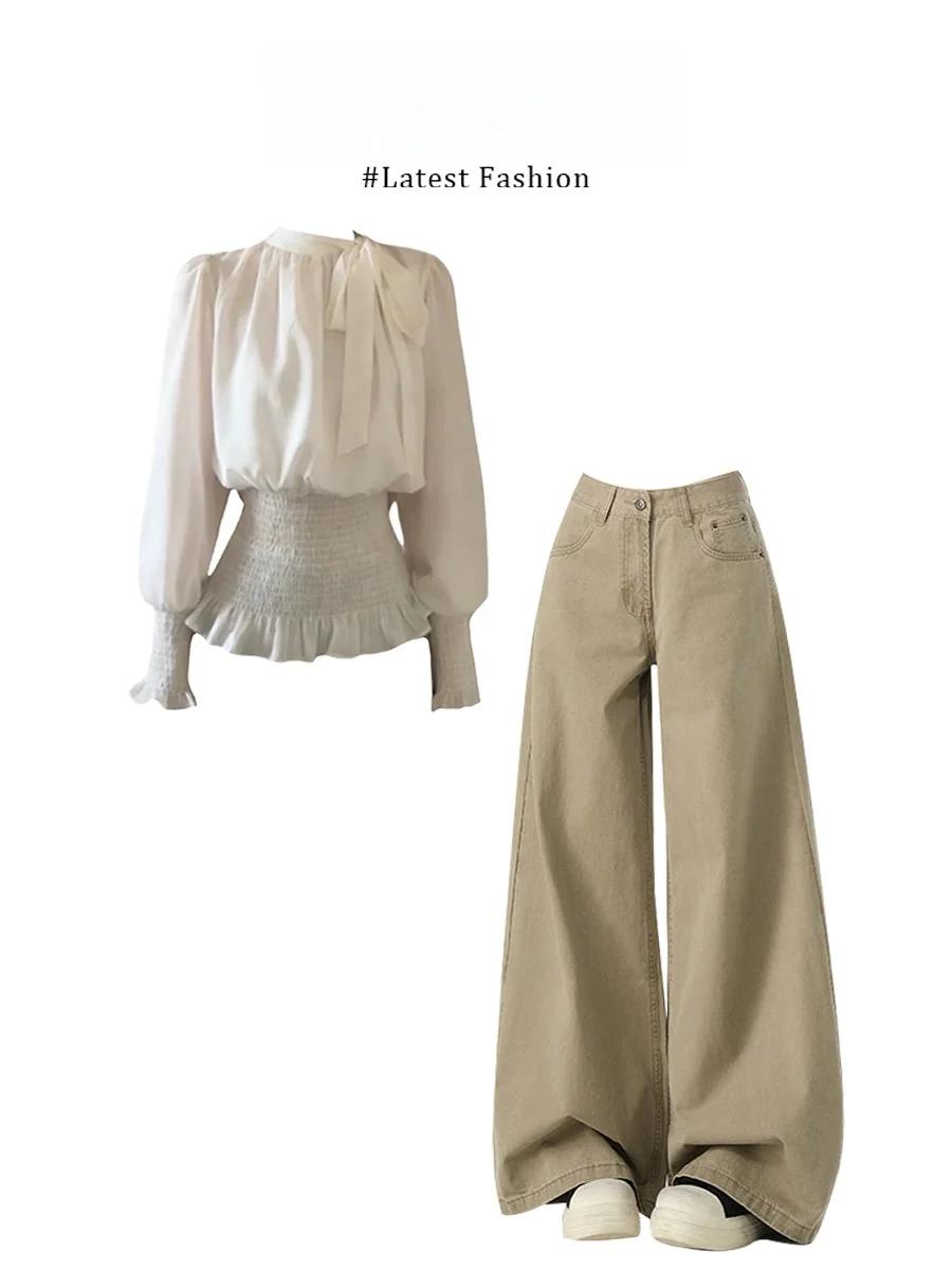 Parkyeon Korean Style Slimming Long Sleeve Shirt And Wide Leg Jeans Set Women's Fashion Spring Collection Casual Wear
Parkyeon Korean Style Slimming Long Sleeve Shirt And Wide Leg Jeans Set Women's Fashion Spring Collection Casual Wear